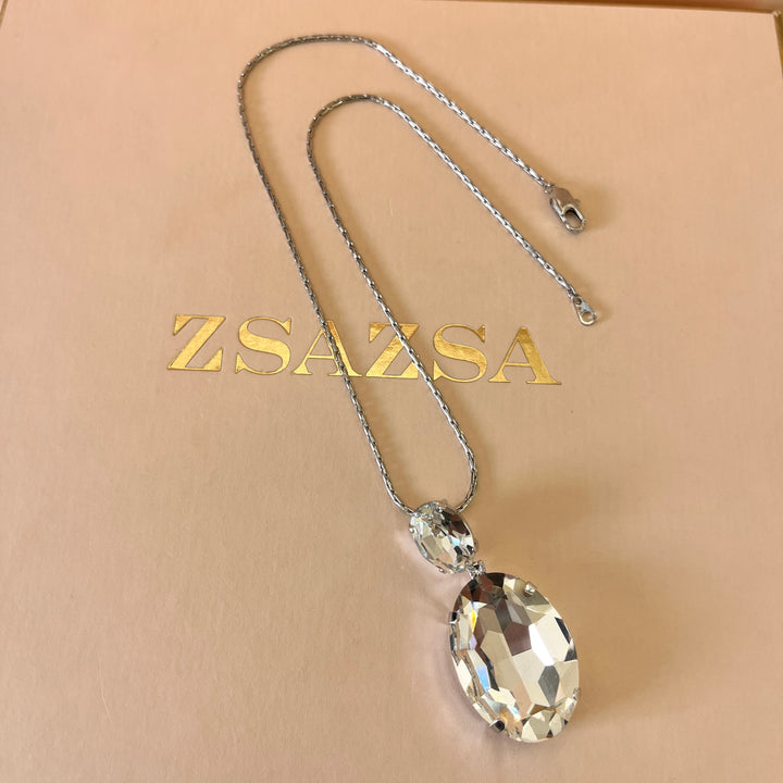 Swarovski crystals oval white gold plated pendant