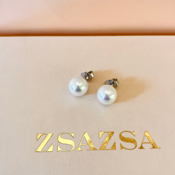 White Mallorca pearls white gold plated set