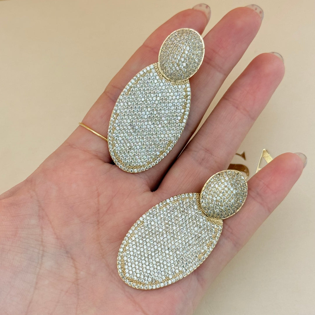 Chunky zircone gold plated French clip earrings
