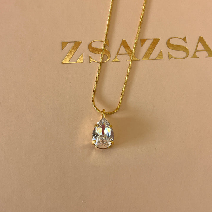 Preciosa crystals teardrop gold plated pendant