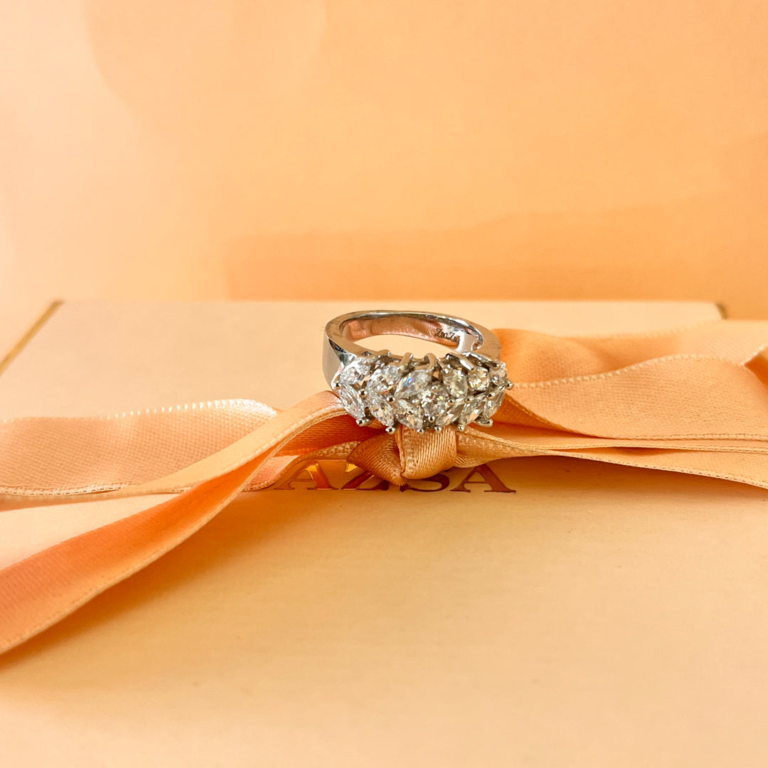 Zircone marquise white gold plated band ring