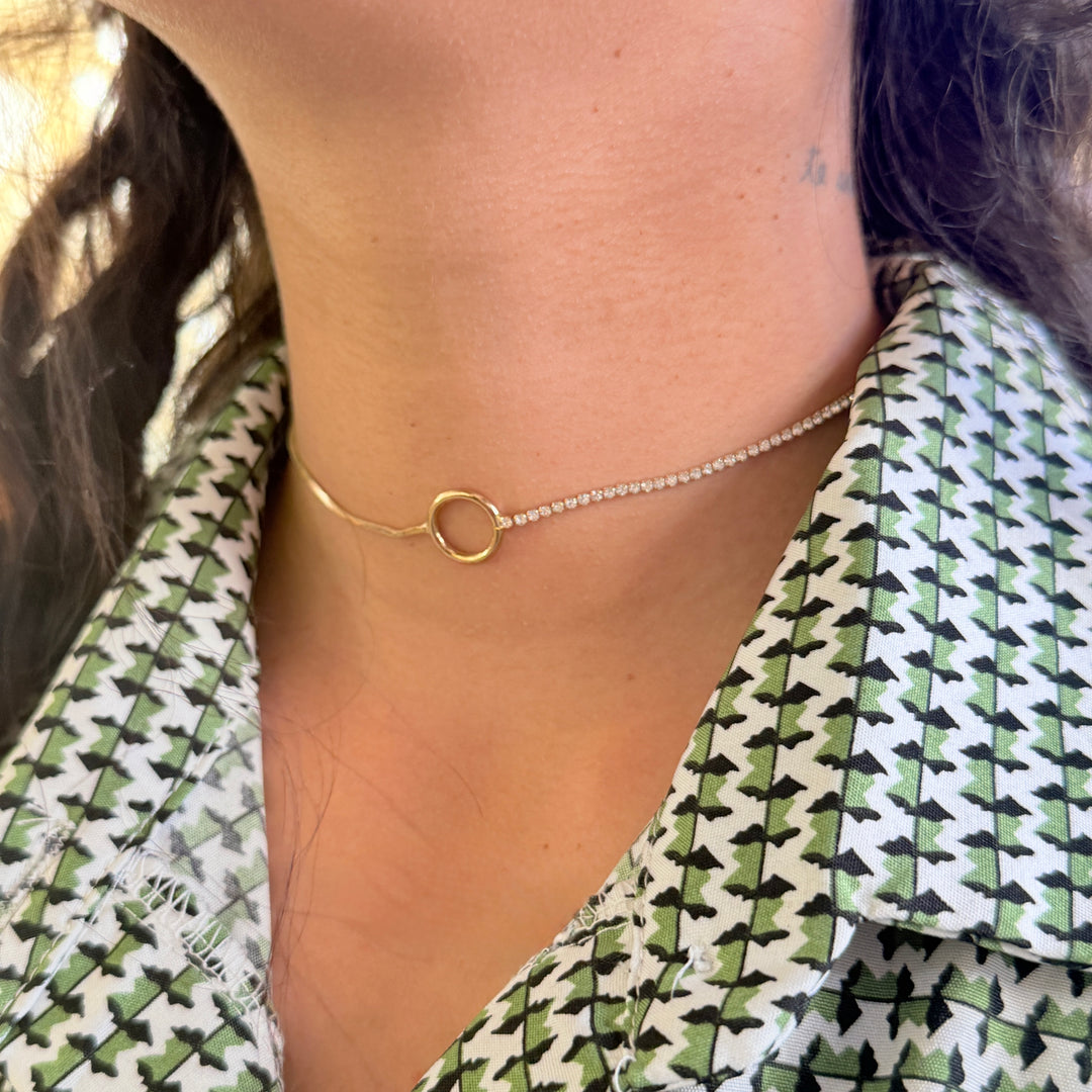 Rhinestone dainty gold plated choker