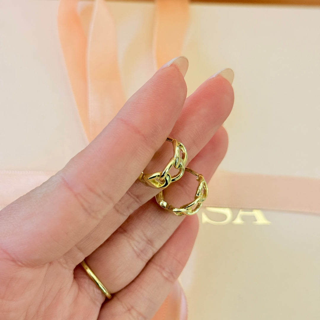 Chain sterling silver gold plated hoops