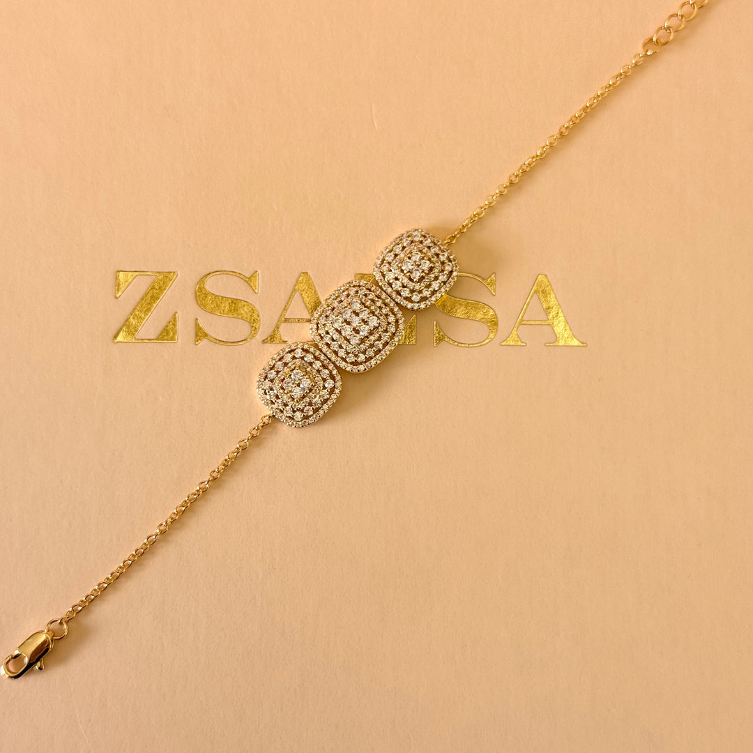 Squares zircone gold plated set