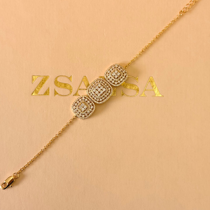 Squares zircone gold plated set