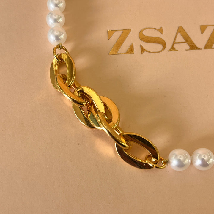 White Mallorca Pearls gold plated set