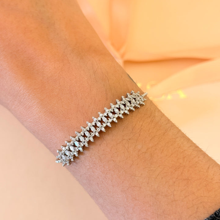 Marquise zircone silver choker set