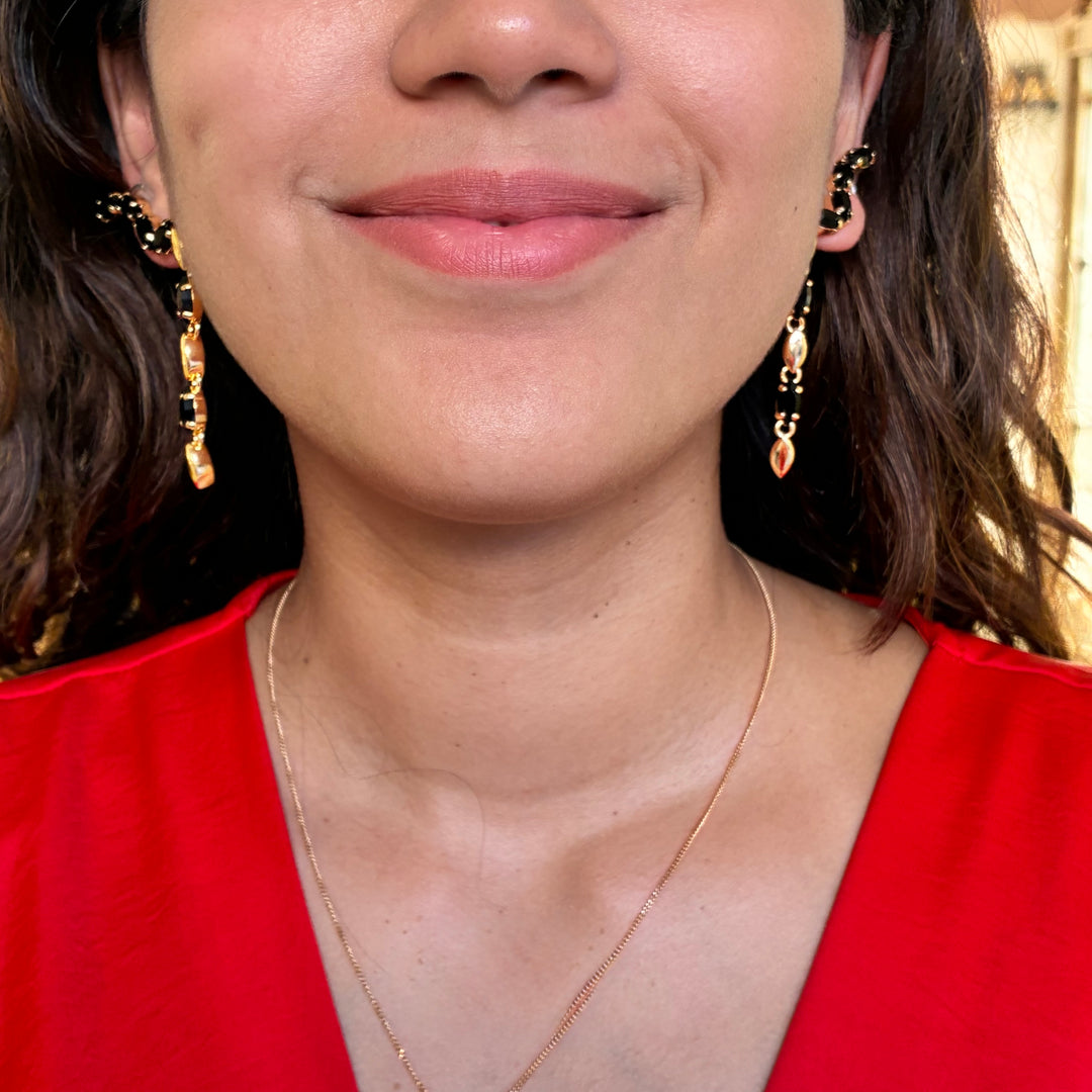 Statement marquise black earrings