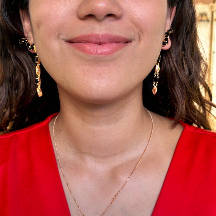Statement marquise black earrings
