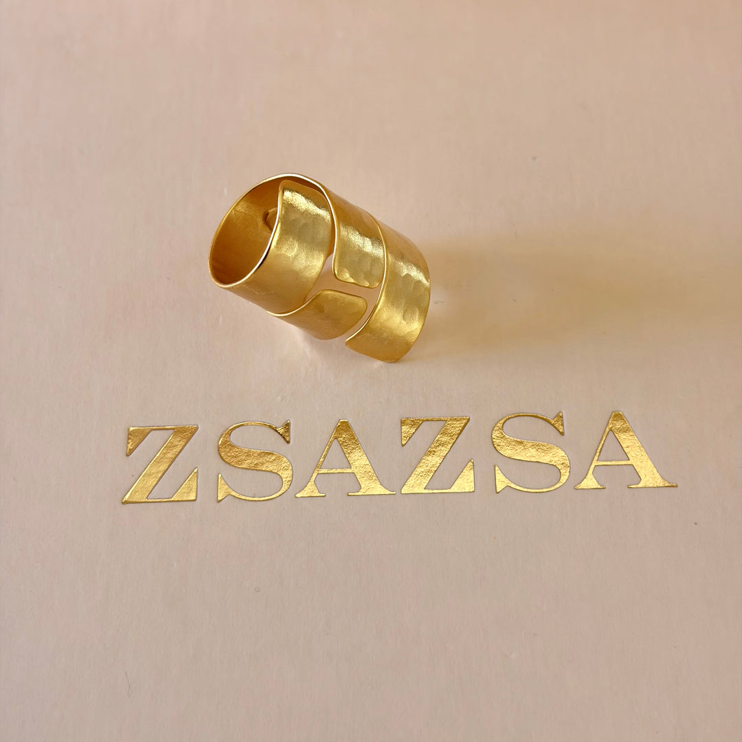Handmade 3 Row Ribbon Gold Ring | Gold Plated | ZsaZsa
