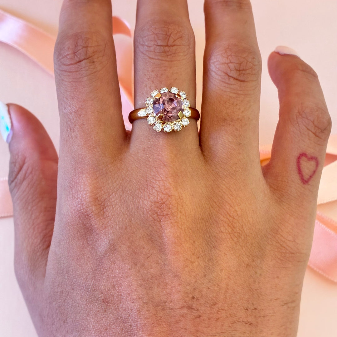 Mauve dainty Preciosa crystals gold plated set