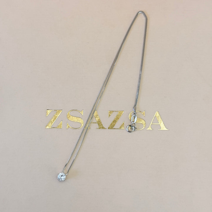 Solitaire zircone sterling silver pendant