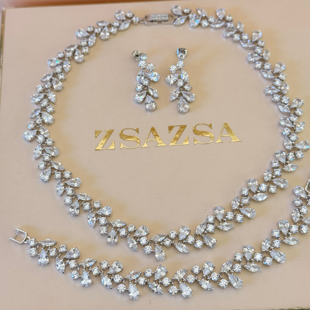 Chunky Marquise and teardrop zircone silver set