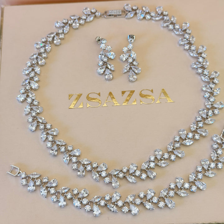 Chunky Marquise and teardrop zircone silver set