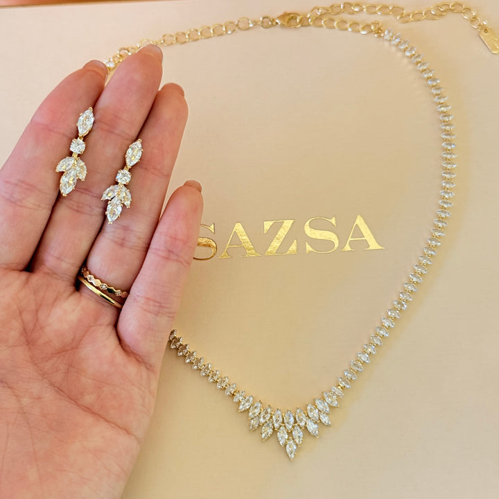 Marquise zircone gold plated set