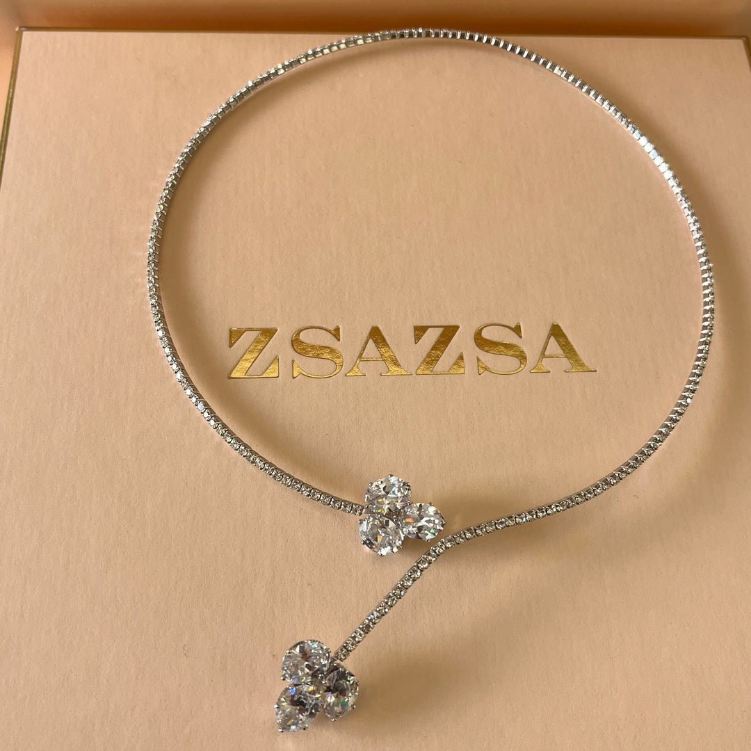 Silver zircone oval set