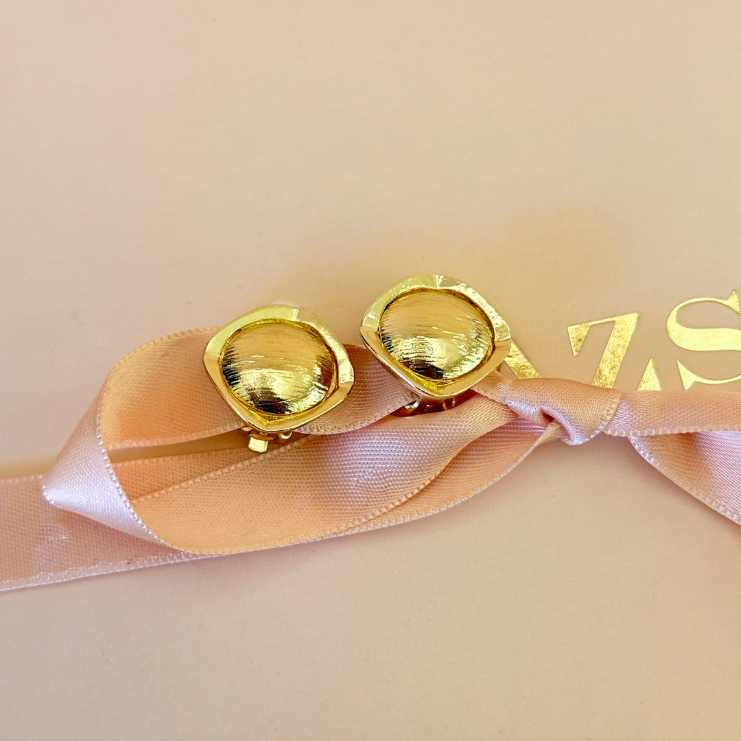Plain texture gold plated clip on earrings