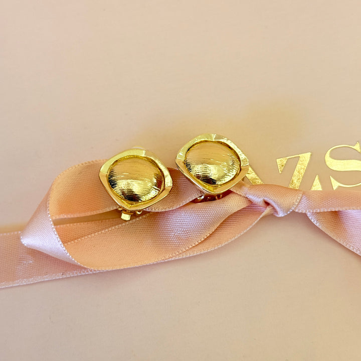 Plain texture gold plated clip on earrings