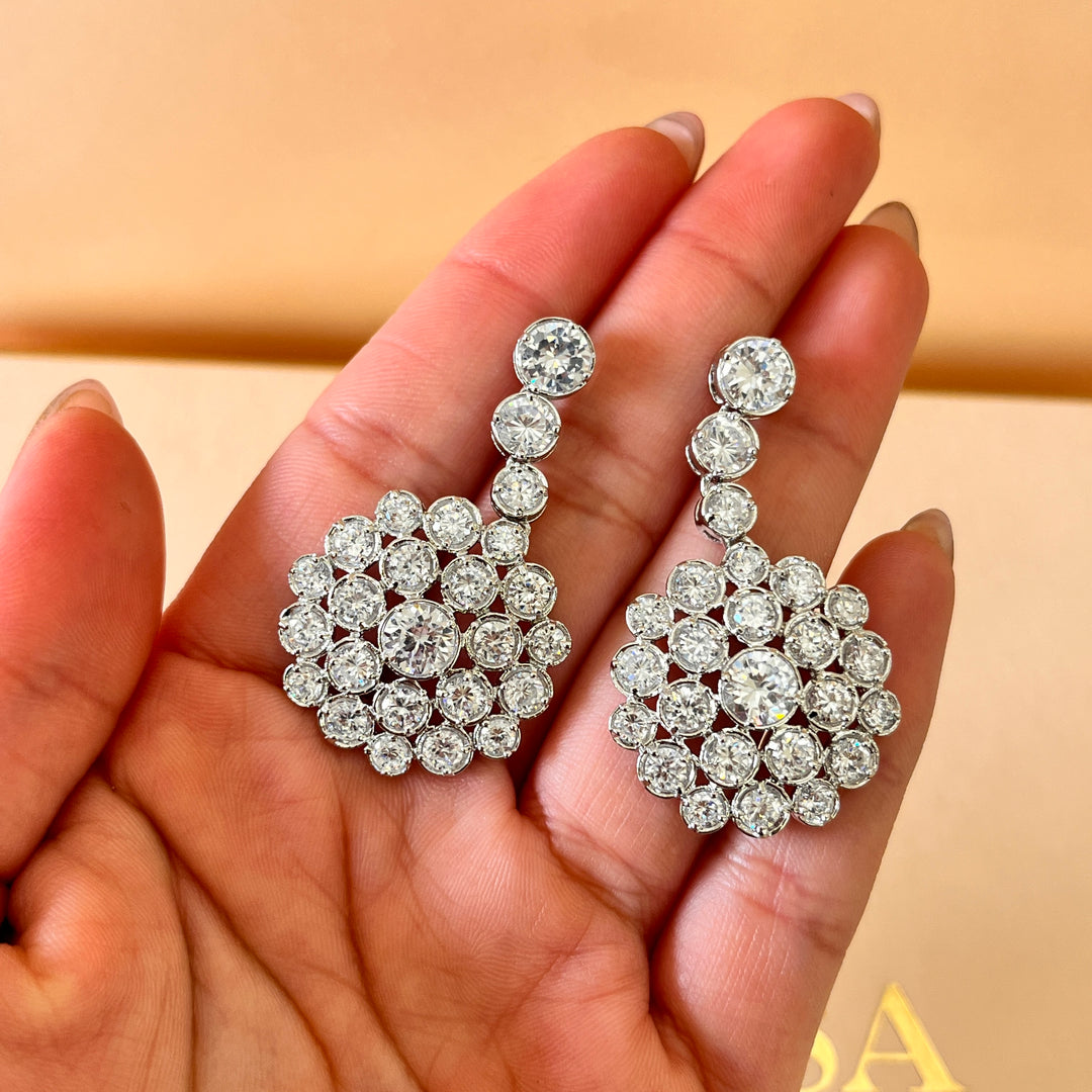 Statement white gold plated set