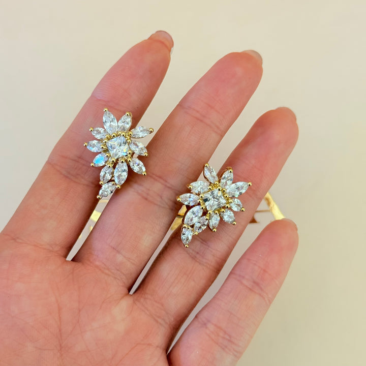 Marquise and square zircone gold plated pendant set