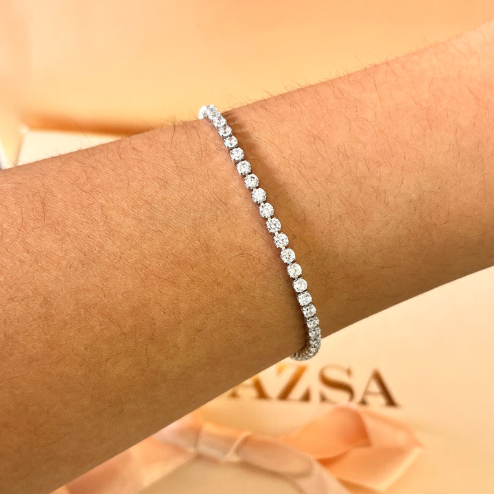 Tennis zircone white gold plated set