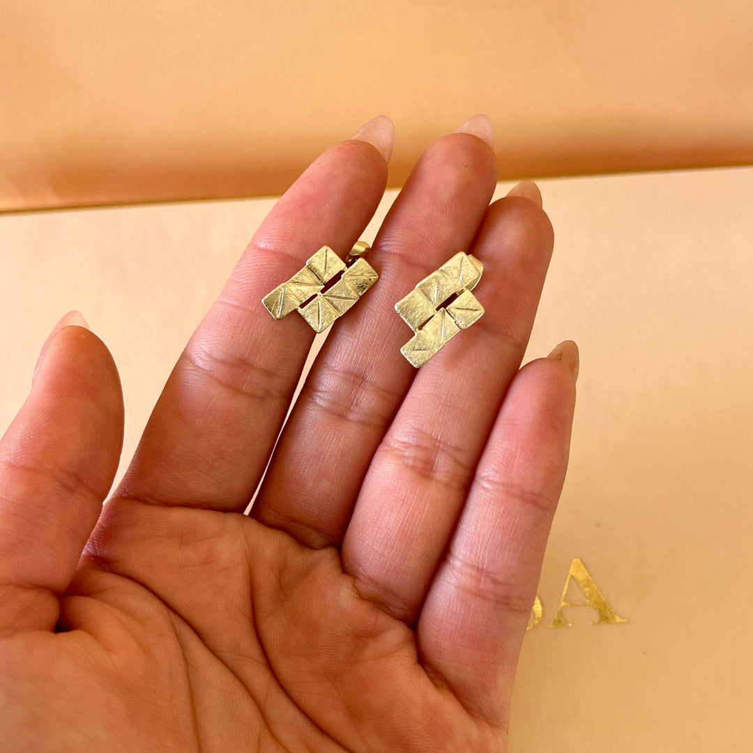 Handmade square gold plated set