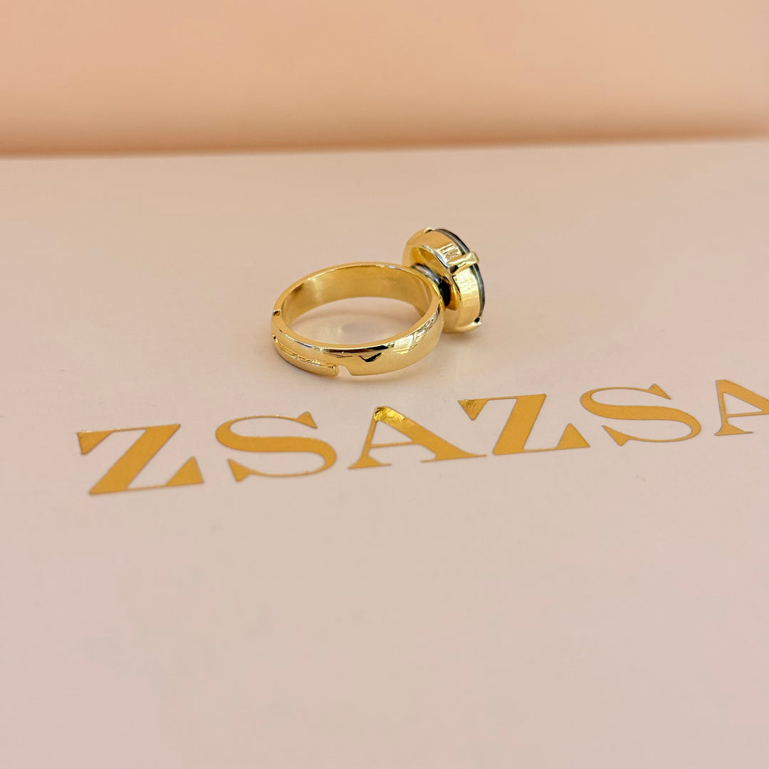 Statement bronze Swarovski crystals earrings and ring