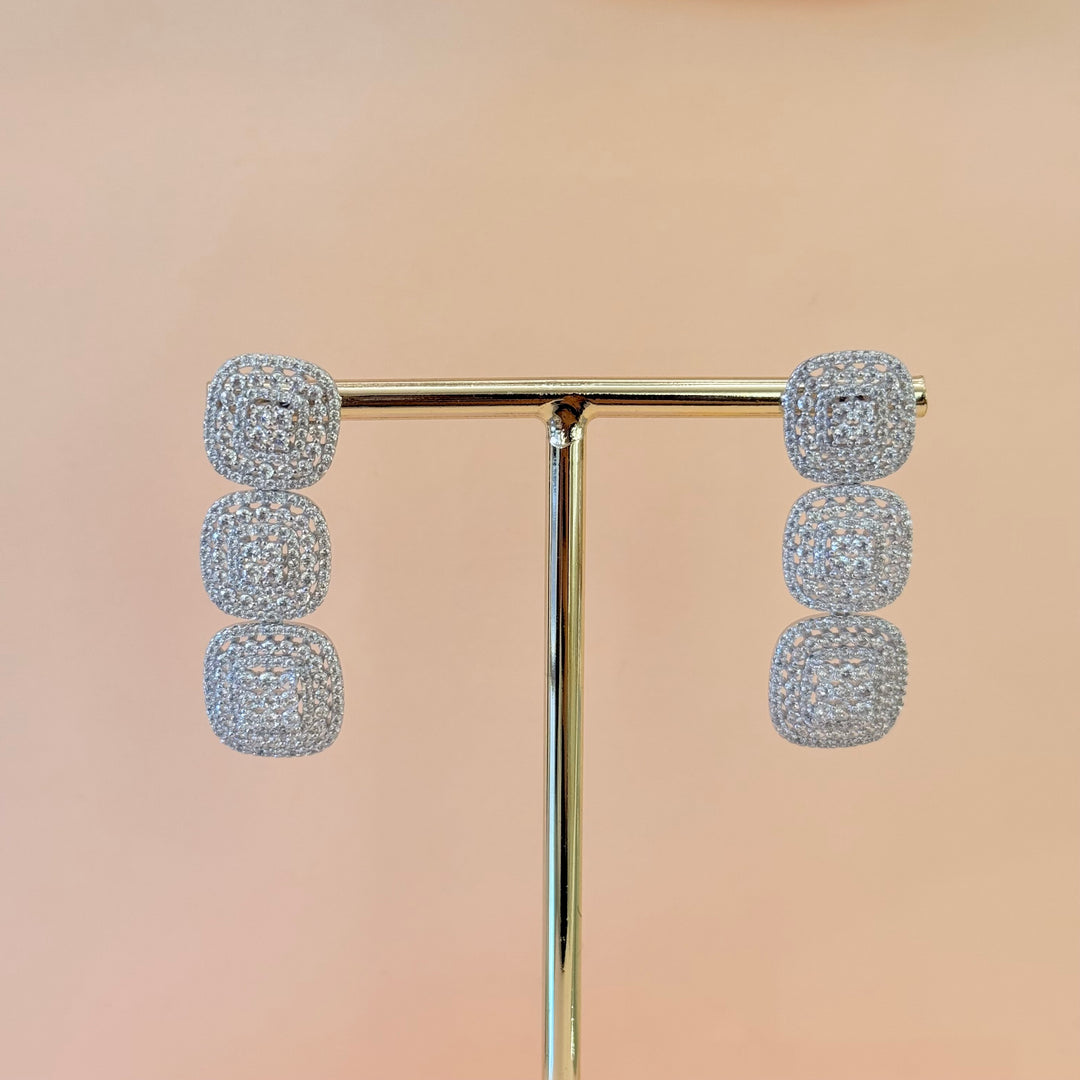 Squares zircone silver earrings