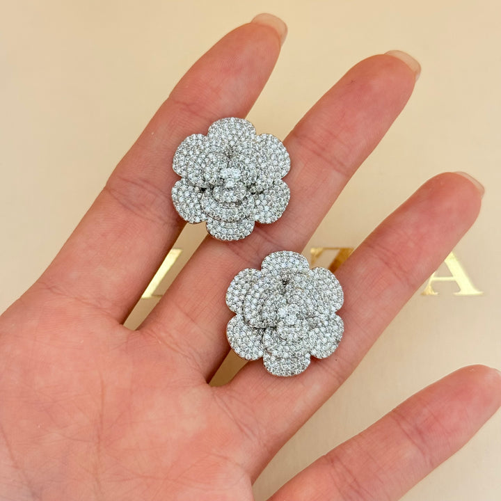 Rosette zircone silver set