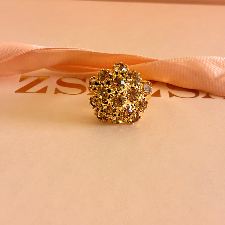 Flower bronze Swarovski crystals set