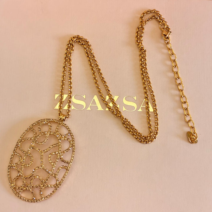 Long bronze Swarovski crystals pendant