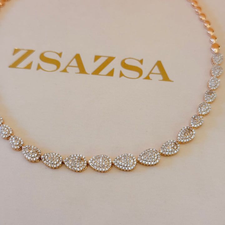 Teardrop zircone sterling silver gold plated necklace