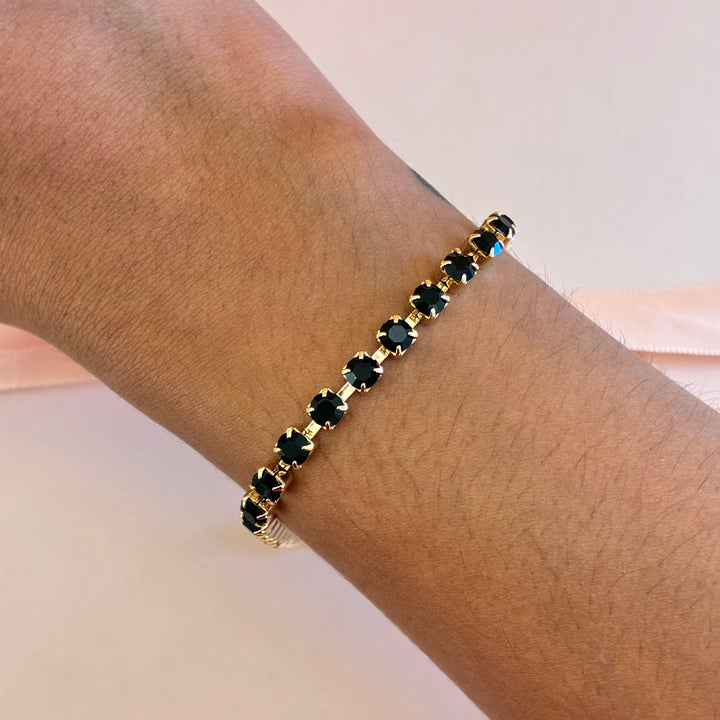 Dainty Black Preciosa crystals bracelet