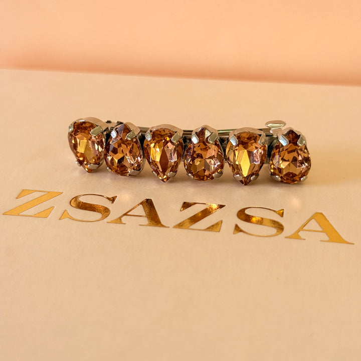Preciosa Crystals teardrop peach white gold hair clip