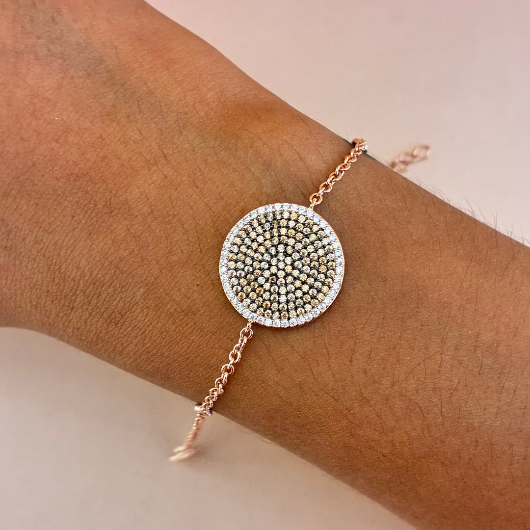 Round black zircone rose gold plated