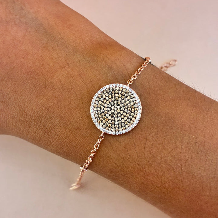 Round black zircone rose gold plated