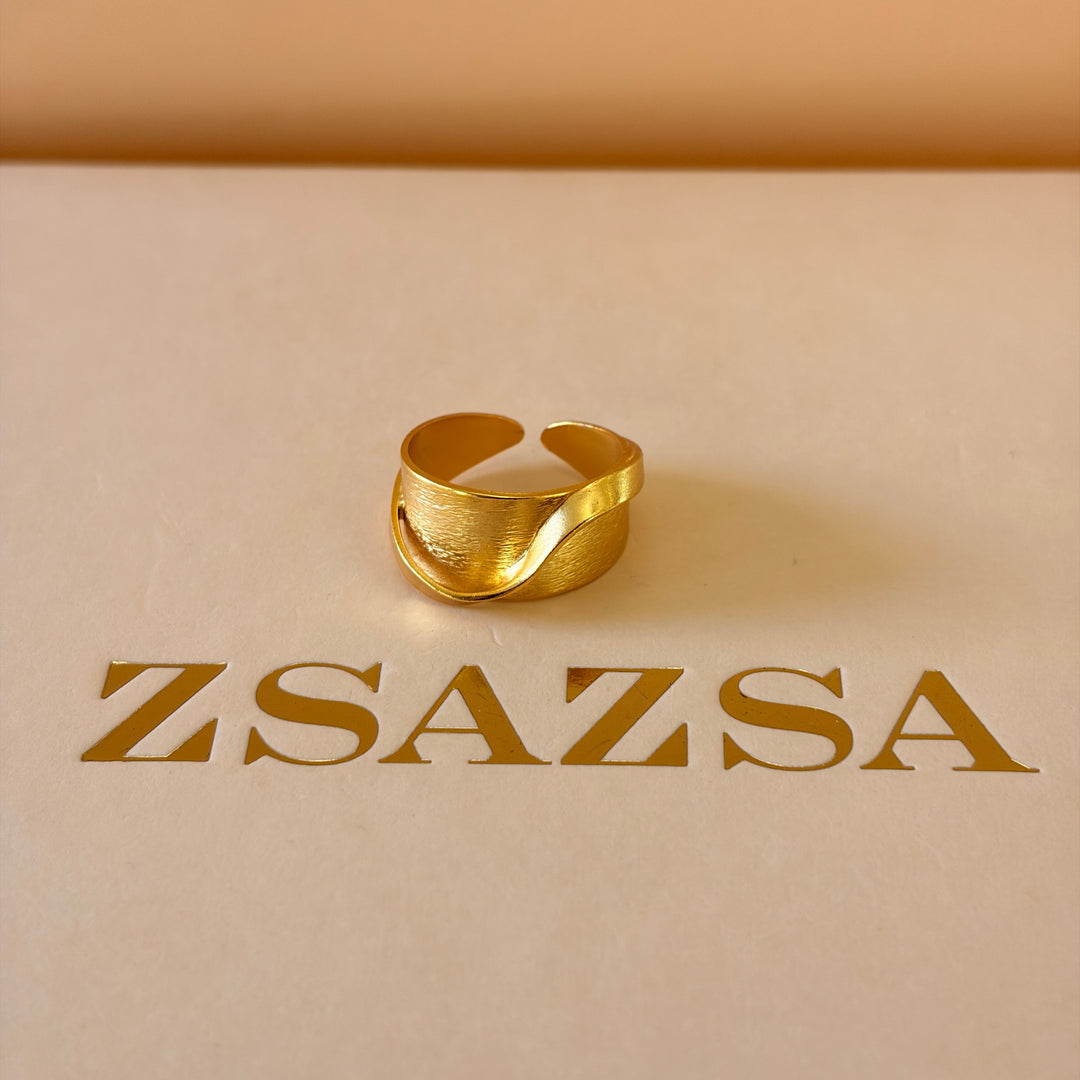 Handmade Plain ring with a Curve Gold Ring | Gold Plated | ZsaZsa