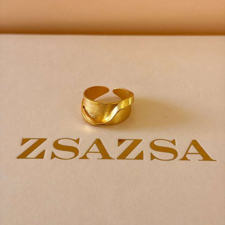 Handmade Plain ring with a Curve Gold Ring | Gold Plated | ZsaZsa