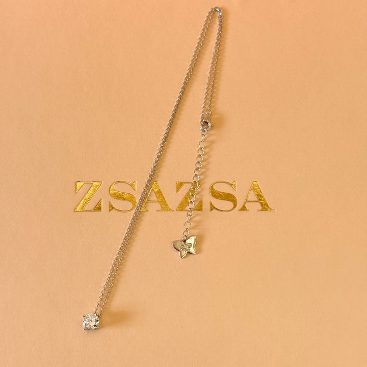 Medium solitaire zircone sterling silver pendant