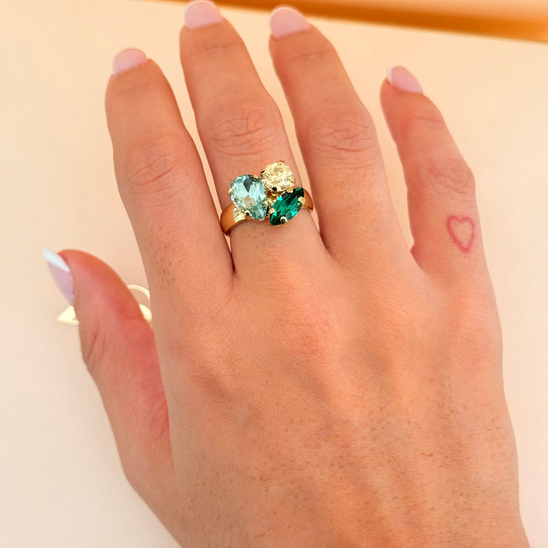 Mixed green and champagne Swarovski crystals set