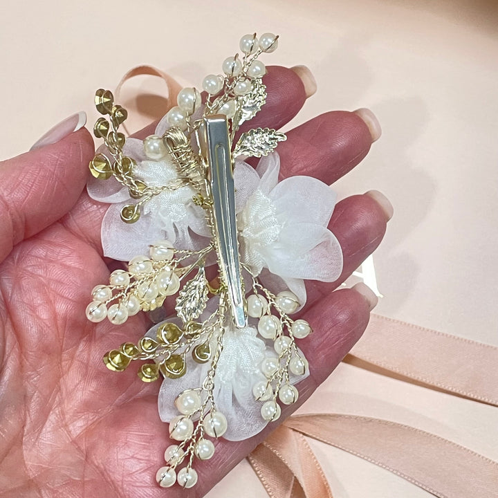 Handmade organza flowers clip