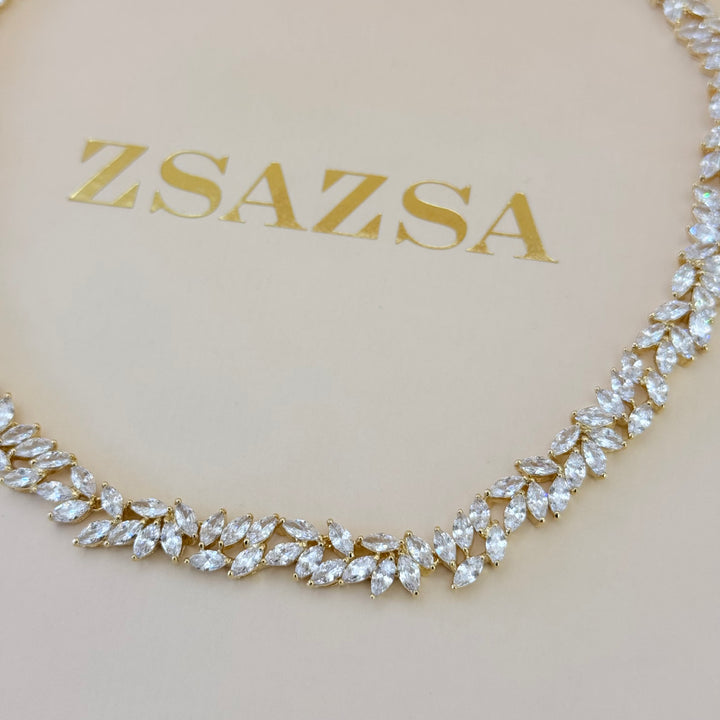 Marquise zircone gold plated set