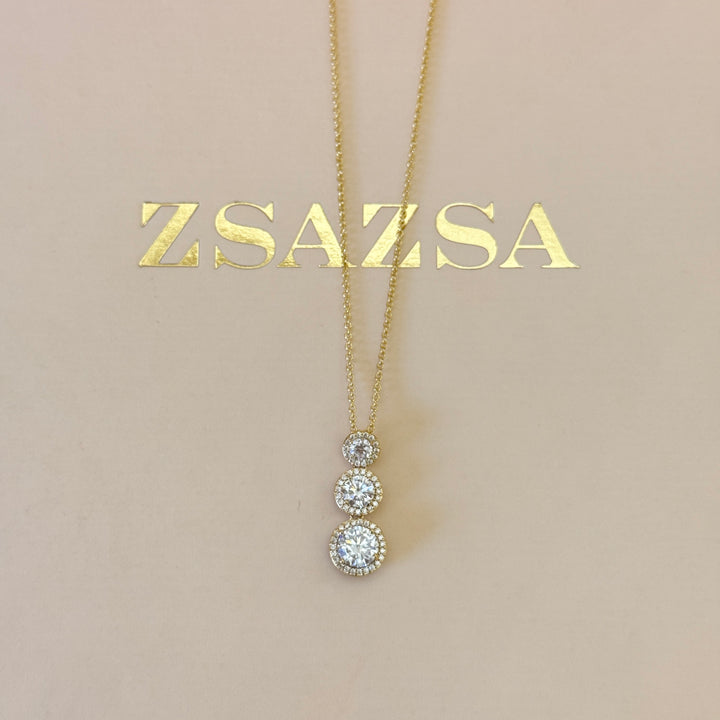 Zircone 3 rounds gold plated pendant