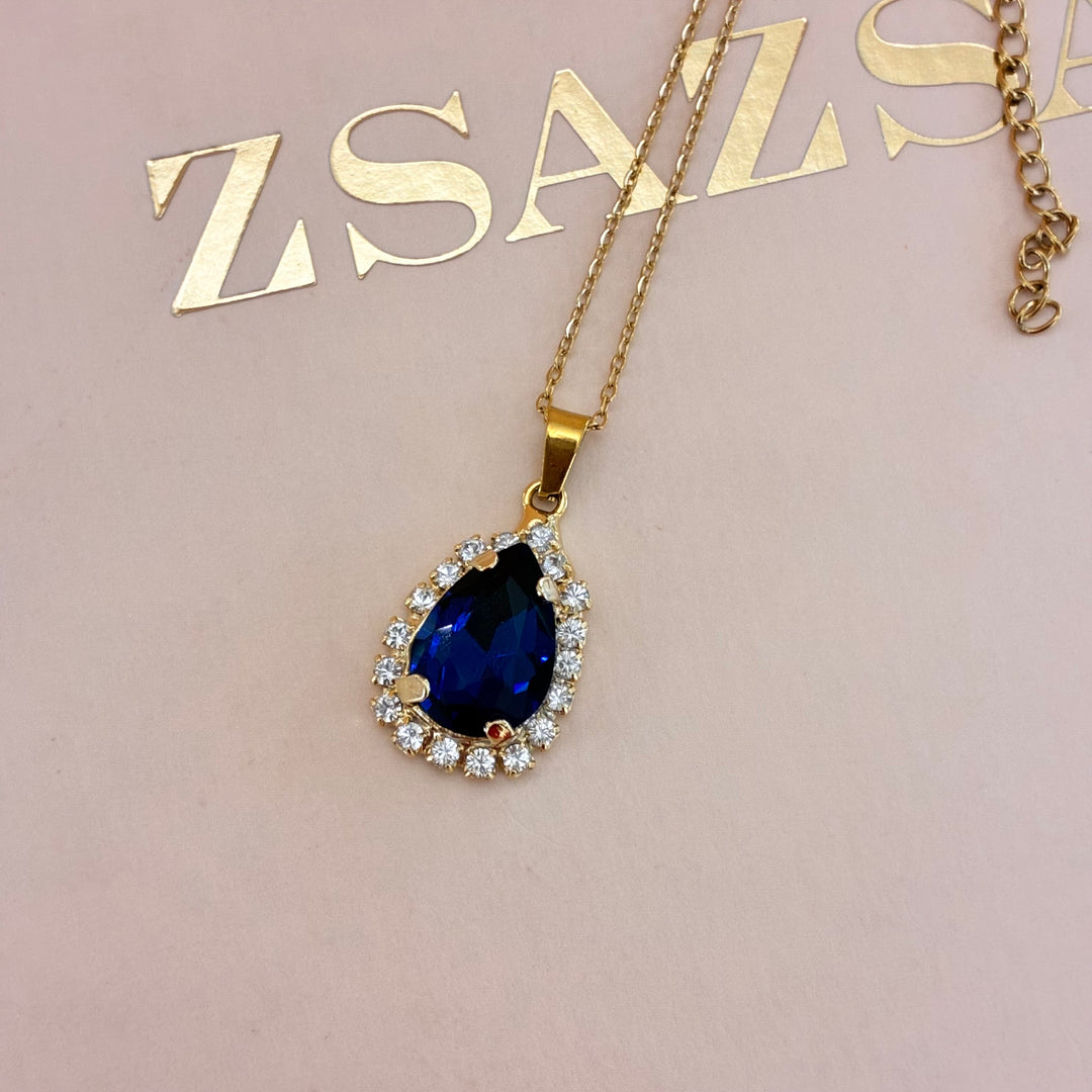 Teardrop Navy blue Preciosa crystals gold plated sets