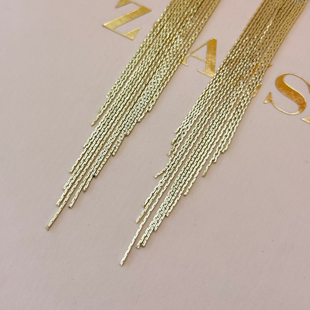 White Gold Plated Floral Earrings with Gold Plated Fringe