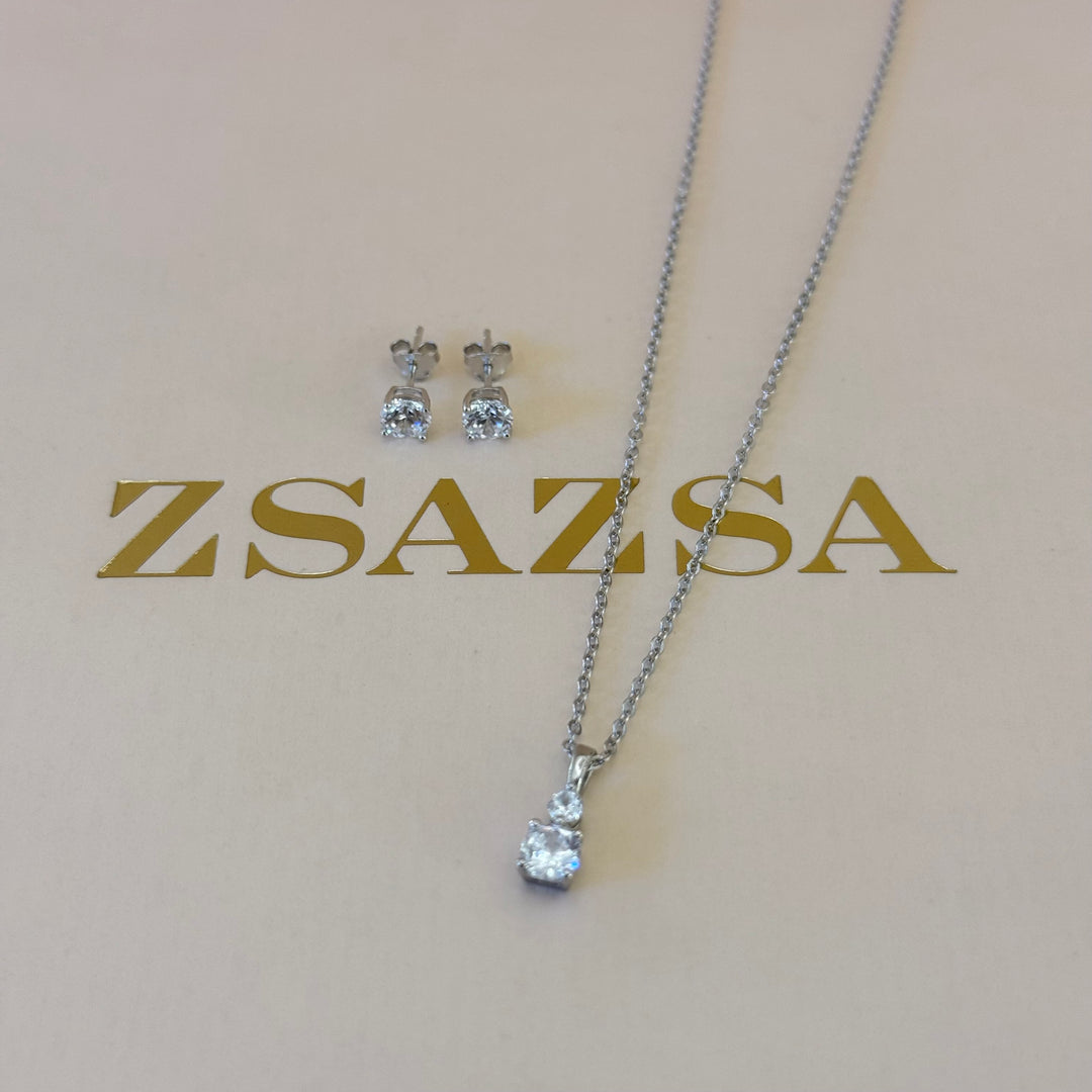 Dainty zircone sterling silver set