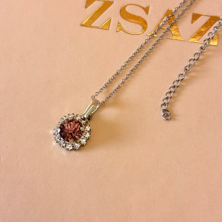 Mauve dainty Preciosa crystals silver set