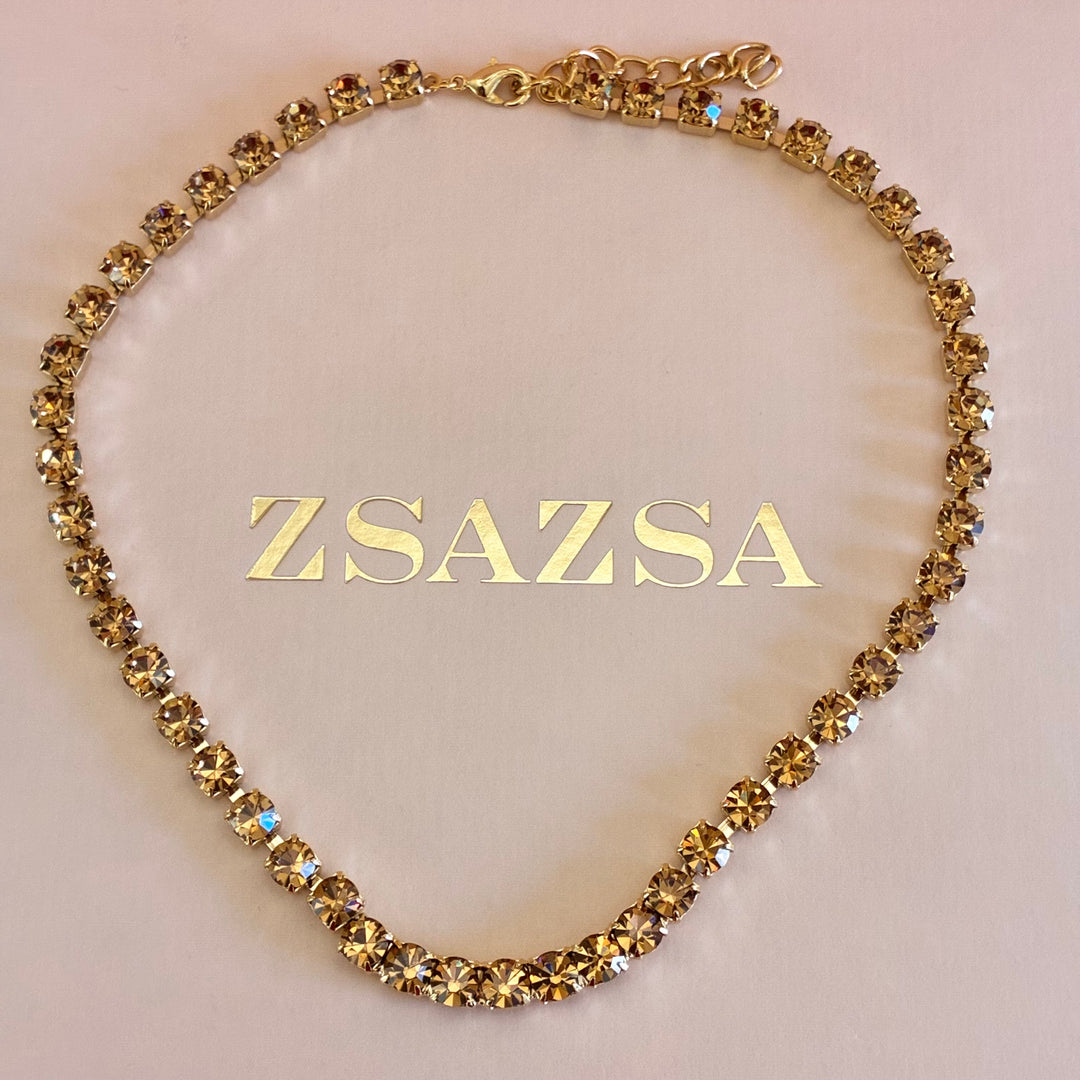 Bronze Swarovski crystals gold plated set