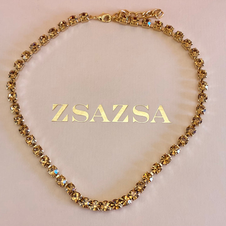 Bronze Swarovski crystals gold plated set