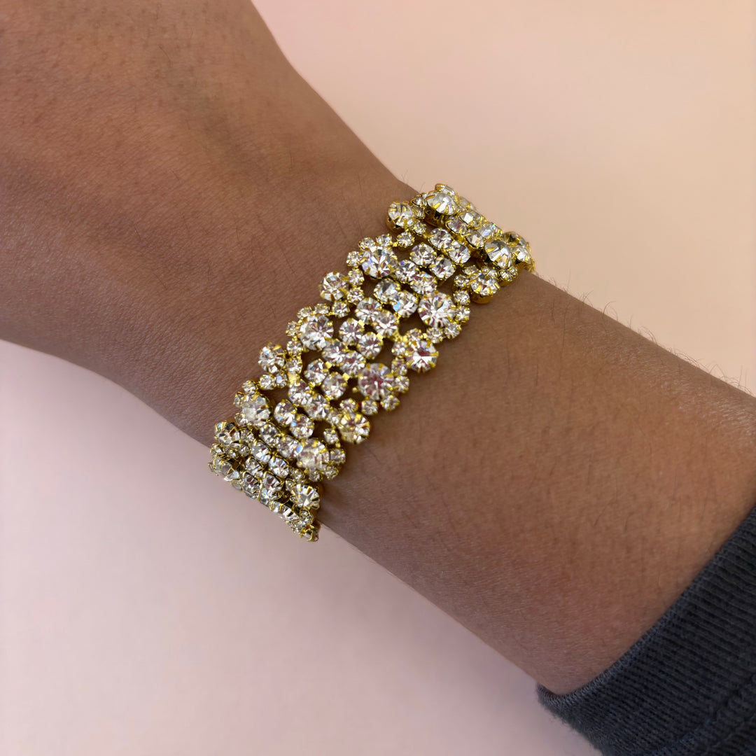 Rhinestone gold bracelet